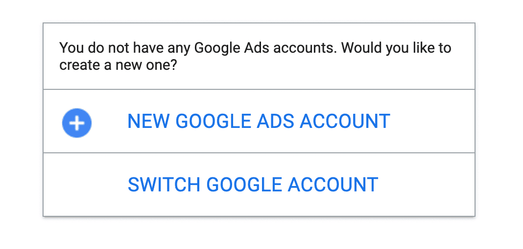 Adding a google ads account