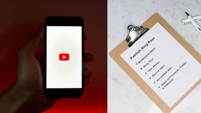 Youtube opening on a phone next to checklist