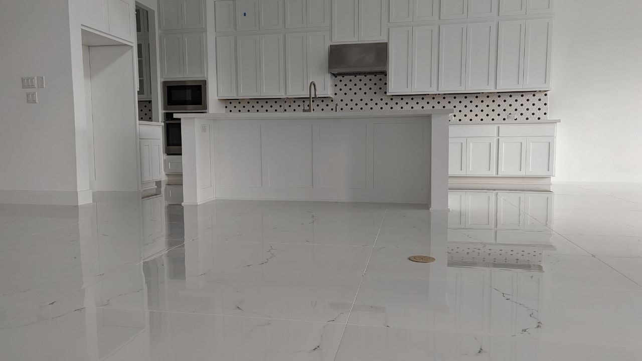 24x48 Iceland White Tiles In A Kitchen Floor